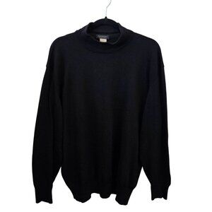 Italtempo Black 100% Merino Wool Mock Neck Closet Staple Sweater Size XL